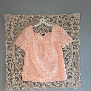 Talbots Pink Peach women's blouse Cotton eyelet embroidery Size M